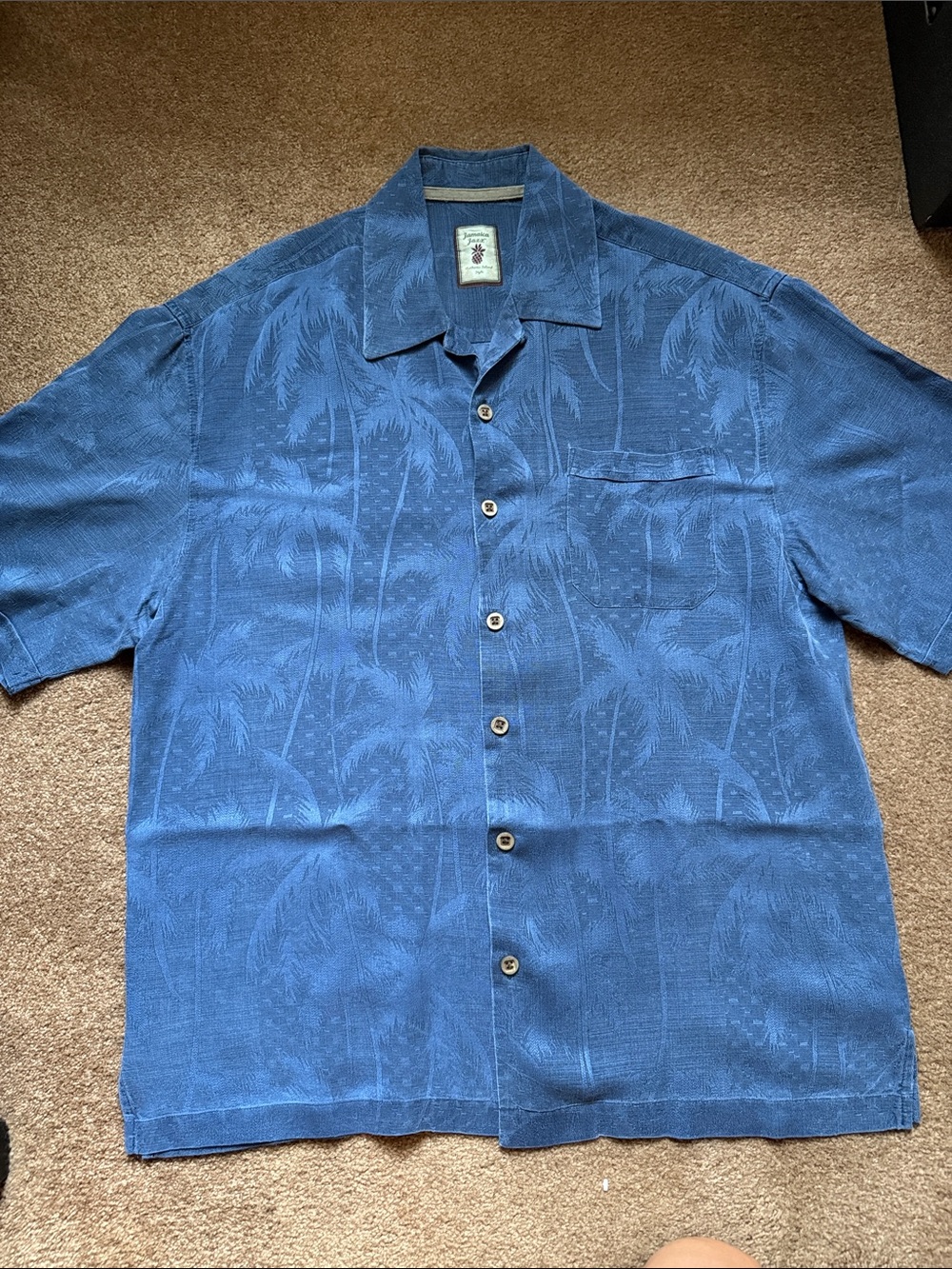 Jamaica Jaxx Men's Short-Sleeve Button-Down Shirt in Dusty Blue